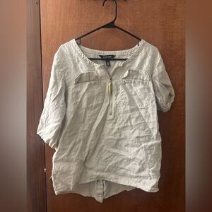 Ellen Tracy Gray Women's Blouse with Zip Detail